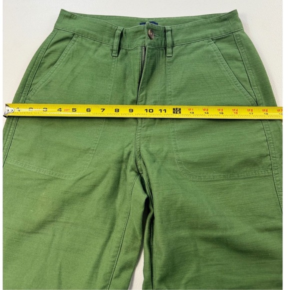 J.Crew Re-Imagined Green Wide Leg Crop Pants Womens Size 2 Cotton - Picture 3 of 10